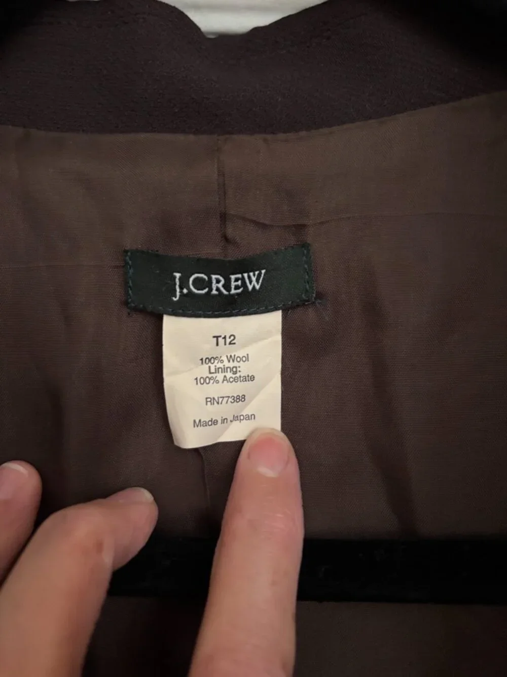 J.Crew 100% Wool Tailored Blazer Jacket Brown Single-Breasted Size 12 Tall
